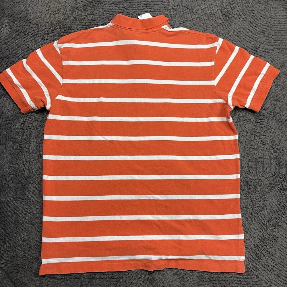 Polo Ralph Lauren Men's XL‎ Orange White Striped Short Sleeve Polo Shirt Cotton